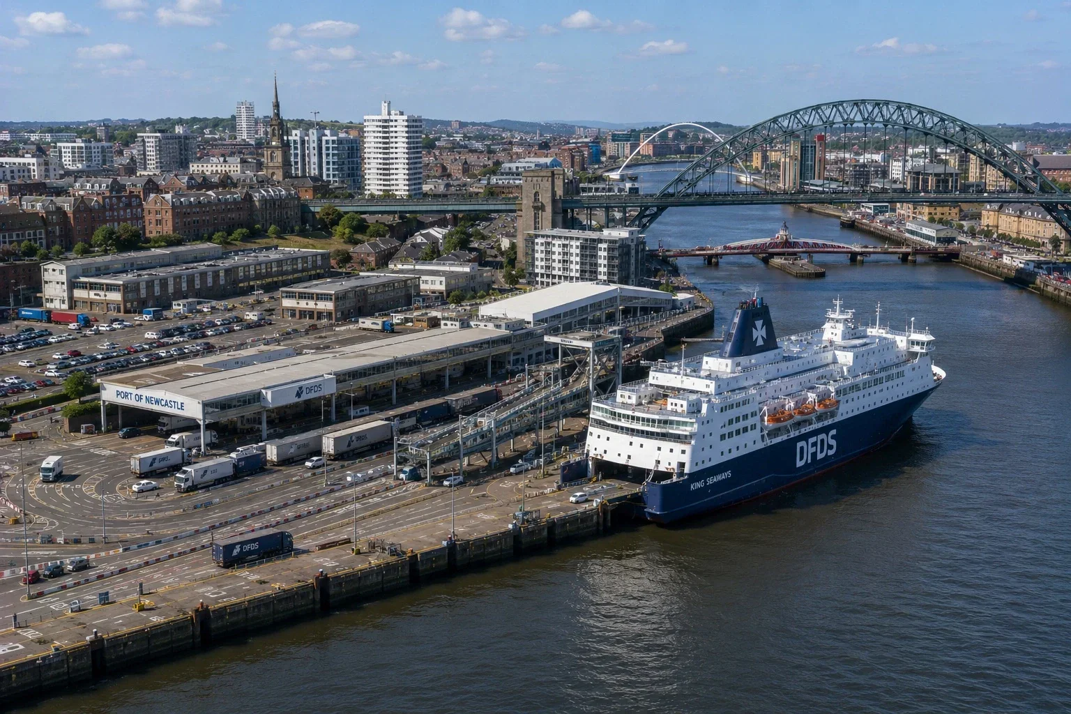 العبارة DFDS في محطة الركاب بميناء تاين بالقرب من نيوكاسل
