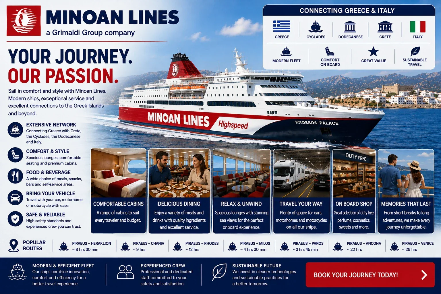 عبّارة الركاب والمركبات Minoan Lines التي تخدم جزيرة كريت وميلوس