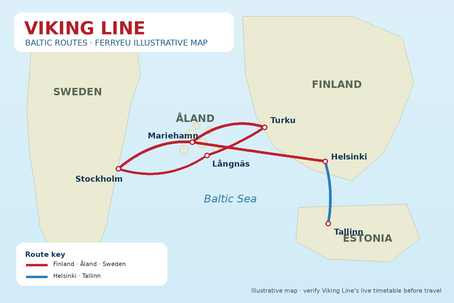 خريطة طريق عبّارة البلطيق Viking Line مصورة