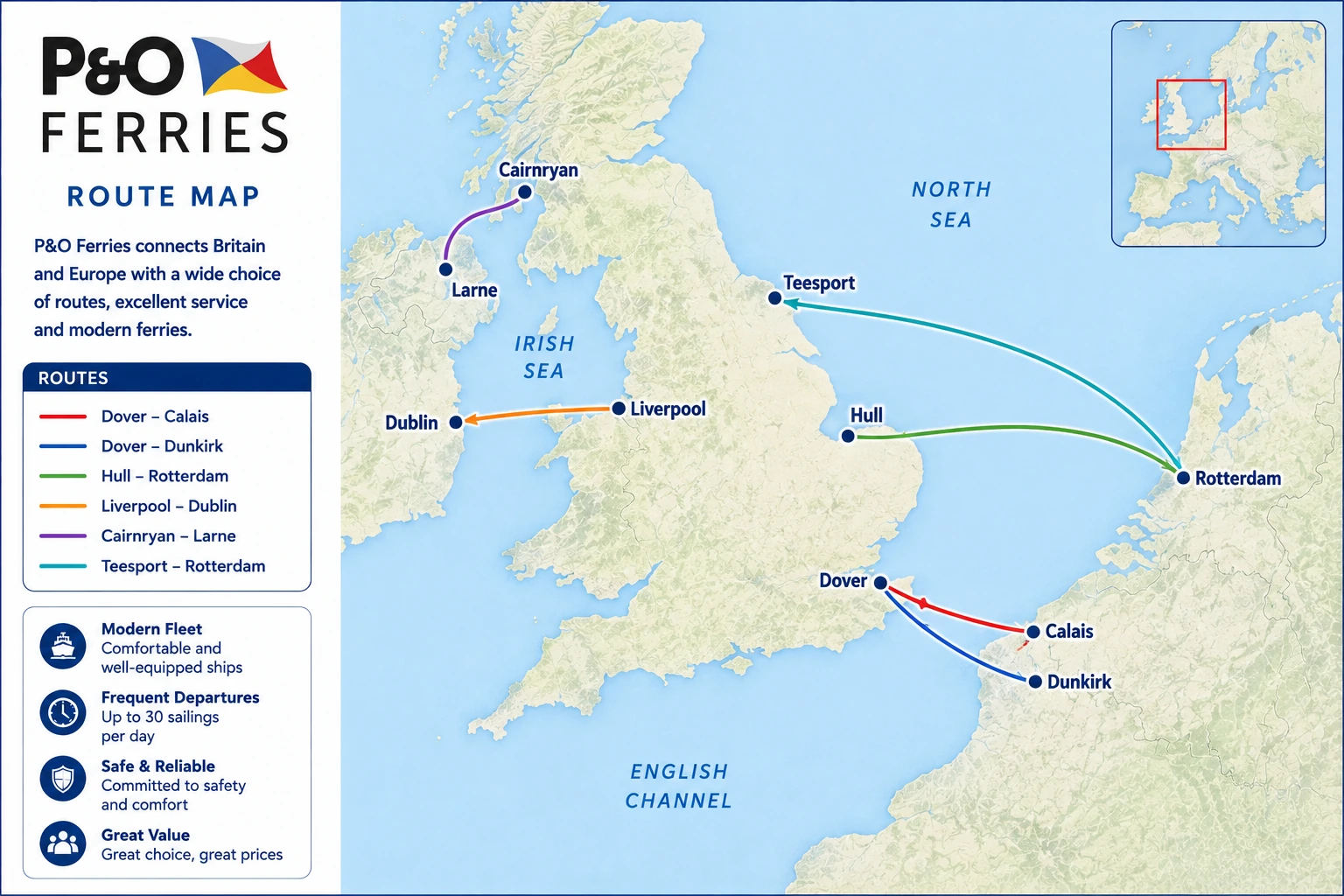 خريطة طريق P&O Ferries مصورة