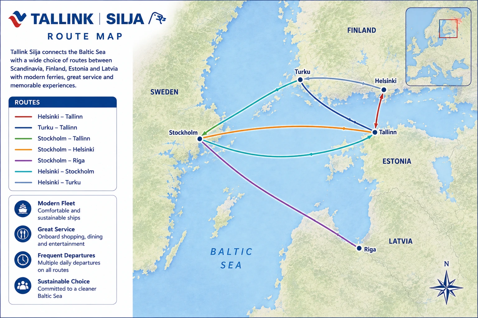 خريطة طريق Tallink Silja Line مصورة